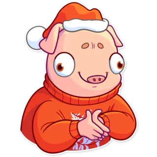 🙂 107203de cerdo, navidad, invierno, suéter, dibujos animados, animal whatsapp sticker