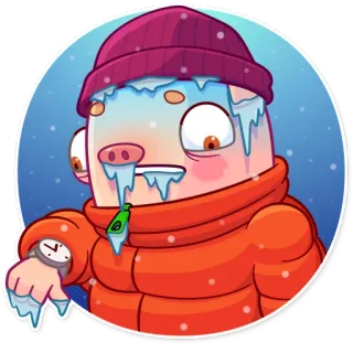 🥶 6139c523 invierno, frío, helado, dibujos animados, cerdo, nieve, pegatina, animación whatsapp sticker