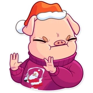 🙅 a50e48d3 cerdo, navidad, santa claus, fiesta, animal, dibujos animados whatsapp sticker
