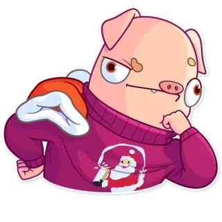 😠 cd81b3c7 cerdo, suéter, papá noel, navidad, personaje, dibujos animados, lindo whatsapp sticker