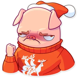 😤 e2764f6a cerdo, navidad, gorro de Papá Noel, suéter, reno, fiestas whatsapp sticker
