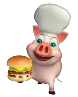 🐷 0fc2d038 豚, シェフ, ハンバーガー, 食べ物, 漫画 telegram sticker