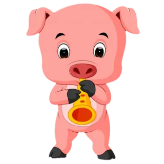 🐷 65b6fee9 豚, 漫画, 音楽, トランペット, 動物, 可愛い telegram sticker