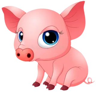 🐷 ba44eab7 豚, 動物, 漫画, 可愛い, ピンク telegram sticker