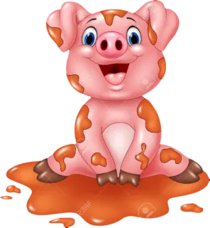 🐷 ba5c736f 豚, 動物, 漫画, 可愛い, 農場, 泥 telegram sticker