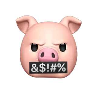 🐷 7a22a0eb &$!#% babi, emoji, disensor, sumpah serapah, marah, frustrasi whatsapp sticker