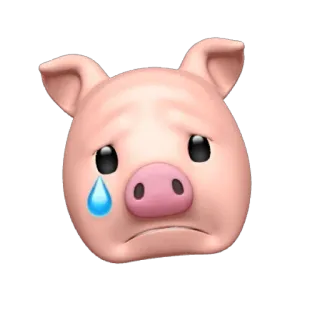 🐷 9d806f2d babi, hewan, emoji, sedih, menangis, air mata, merah muda, imut whatsapp sticker
