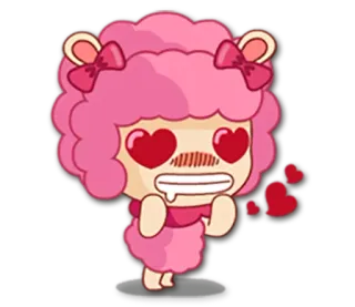 😍 19364b50 卡通, 绵羊, 粉色, 爱, 心, 可爱, 动物, 眼睛 telegram sticker