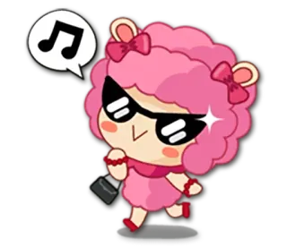😎 3809d958 卡通, 粉色, 可爱, 绵羊, 音乐, 太阳镜 telegram sticker