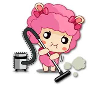 🚮 6f85ceb8 可爱, 卡通, 绵羊, 吸尘器, 粉色, 清洁 telegram sticker