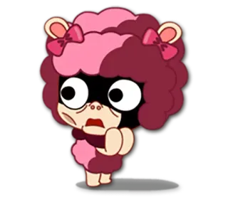 😦 92ba52df 卡通, 动物, 绵羊, 可爱, 粉色, 蝴蝶结 telegram sticker