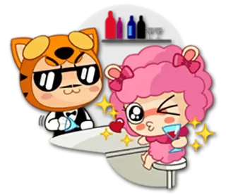 🍸 946c3e0b 卡通, 动物, 绵羊, 老虎, 酒吧, 可爱, 爱, 关系 telegram sticker