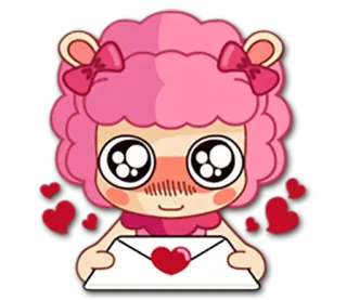 💌 bf39446b 绵羊, 卡通, 可爱, 心, 爱, 情人节 telegram sticker