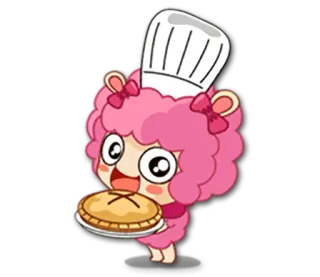🍩 d421f8c6 绵羊, 厨师, 派, 卡通, 可爱, 卡哇伊 telegram sticker