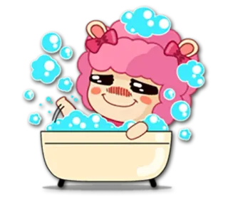 🛁 de12e14c 绵羊, 卡通, 泡泡, 洗澡, 可爱, 粉色 telegram sticker