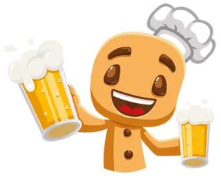 🍻 0fc49cf3 ジンジャーブレッドマン, シェフ, ビール, アルコール, 漫画, お祝い, 飲み物 telegram sticker
