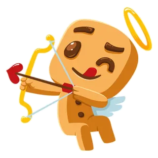 ❤ 7e3ecff8 キューピッド, 天使, 愛, 弓, 矢, ハート, 可愛い, ジンジャーブレッド telegram sticker
