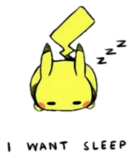 💤 60f1ef90 Pikachu I WANT SLEEP pokemon, assonnato, anime, cartoni animati, carino telegram sticker