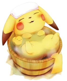 🛁 b75557e5 Pikachu pokemon, rilassante, bagno, carino, anime telegram sticker