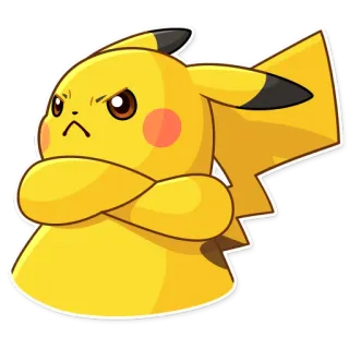 😠 9eb74da1 Pikachu Pokemon ปิกาจู, โปเกมอน, โกรธ, กอดอก, สีเหลือง telegram sticker