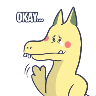 😢 a81f44b4 OKAY... 오케이, 슬픔, 만화, 용, 노란색, 눈물 telegram sticker