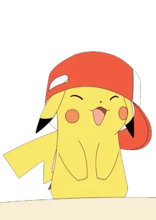 😸 238f6a9b Pikachu 피카츄, 포켓몬, 만화, 애니메이션, 노란색, 캐릭터, 모자 telegram sticker