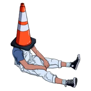 🙅‍♂️ 253d72d5 Дорожный конус, Человек, Сидящий, Оранжевый, Наклейка telegram sticker