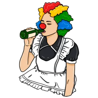 🤡 cb99085d Клоун, Горничная, Пьющий, Алкоголь, Вечеринка, Костюм telegram sticker