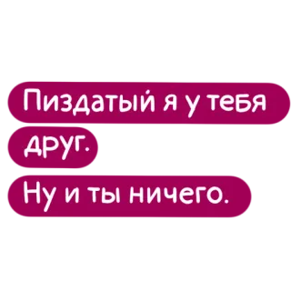 🙂 f43b3cd6 Пиздатый я у тебя друг. Ну и ты ничего. русский, оскорбление, друг telegram sticker