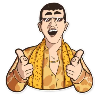 👉 0f5ebacf pria, kacamata hitam, emas, perhiasan, jempol ke atas, orang, stiker whatsapp sticker