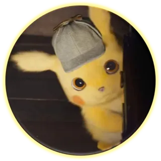 👀 c001541d Pikachu Detective Pikachu pikachu, detective, pokemon, film, cartone animato, personaggio, cappello telegram sticker