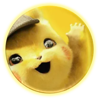 👋 d9906e16 Pikachu Detective Pikachu pokemon, detective, cappello, carino, cartone animato, giallo telegram sticker