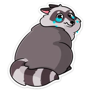 😰 15577ebe แรคคูน, ร้องไห้, เศร้า, สัตว์, การ์ตูน, สติกเกอร์ telegram sticker
