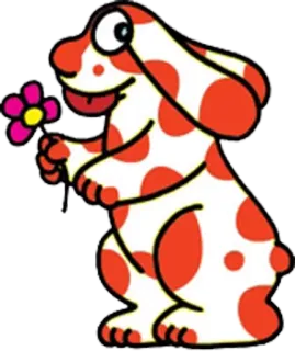 😋 65f21ea2 การ์ตูน, สุนัข, ดอกไม้, สีแดง, สัตว์ telegram sticker