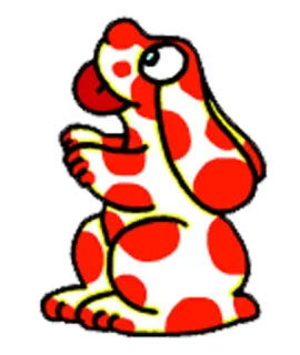 😋 e62c0314 การ์ตูน, สัตว์, สุนัข, สีแดง, สีขาว, ลายจุด telegram sticker