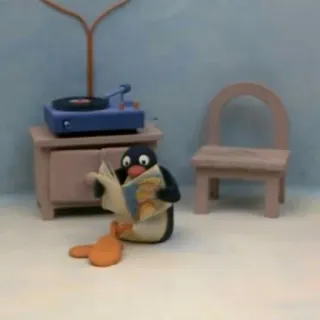 📖 75dc3021 Pingu 企鹅家族, 企鹅, 卡通, 黏土动画, 阅读, 报纸 telegram sticker