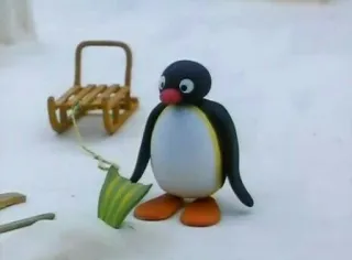💆‍♂ abfeb09a Pingu 企鹅, 卡通, 雪橇, 雪, 黏土动画, Pingu telegram sticker