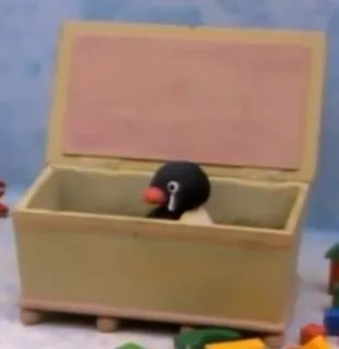 😢 ea4cb66f Pingu 企鹅家族, 企鹅, 问号, 盒子, 卡通 telegram sticker