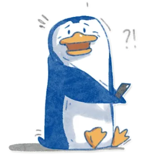 😬 417885b8 pingwin, zwierzę, słodki, kreskówka, pytanie, zmieszany telegram sticker