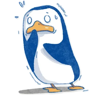 😧 be1e786f pingwin, kreskówka, słodki, zwierzę, przestraszony, ptak telegram sticker