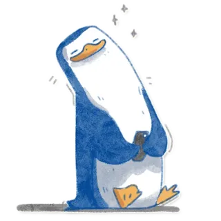 😌 cface9ff pingwin, zwierzę, słodki, leniwy, śpiący telegram sticker