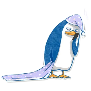 😴 d8603e4b pingwin, śpiący, czapka do spania, kreskówka, ptak, uroczy, zwierzę telegram sticker