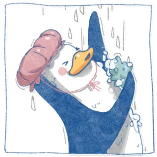 💧 da2ec1c6 pingwin, kąpiel, kreskówka, słodki, zwierzę, ptak, piana, kapelusz telegram sticker
