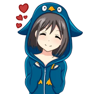 ❤ 60682e2f Anime, Imut, Gadis, Pinguin, Cosplay, Hati telegram sticker