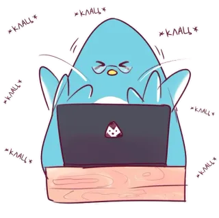 💻 3c5b4dcc *КЛАЦ* penguin, computer, typing, glasses, cute, kawaii, keyboard telegram sticker