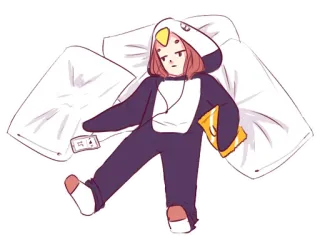 😴 93784a95 penguin, kigurumi, sleepy, anime, cute, relaxed, cartoon telegram sticker