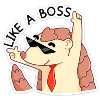 😎 f1bf5795 LIKE A BOSS jefe, erizo, cool, gafas de sol, corbata, éxito, confiado telegram sticker