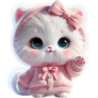 ✋ 473f808b kucing, anak kucing, imut, kawaii, merah muda, berbulu, hewan, stiker whatsapp sticker