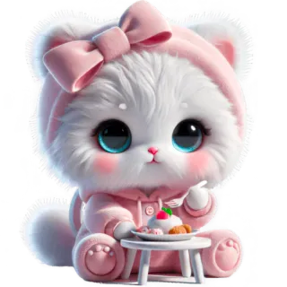 🍝 d53ab687 lucu, kawaii, hewan, kucing, anak kucing, merah muda, kartun, hidangan penutup whatsapp sticker