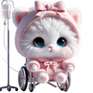 🤕 debf4da5 anak kucing, kucing, kursi roda, lucu, hewan, hewan peliharaan, infus, kawaii whatsapp sticker